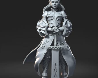 Illenia - Miniatura femenina de fantasía: Figura de resina de 75 mm - Pin-ups de mazmorra - Sin pintar - Juego de rol - Juego de mesa