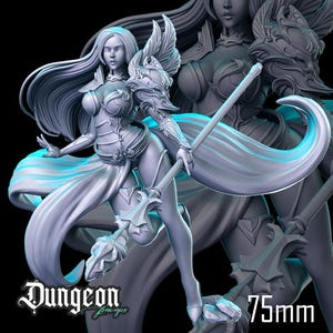 Maga fantasy female miniature | Unpainted 3d printed in 12k resin. Collectors and painters figurine by Dungeon Pinups 75mm scale
