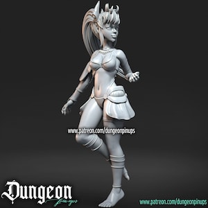 Lemnear fantasy female miniature | Unpainted 3d printed in 12k resin. Collectors and painters figurine by Dungeon Pinups 75mm scale
