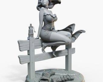 Miniaturas femeninas para impresión 3D - 'Serenya', impresa en resina, para mesa DnD (32 mm, 75 mm, 120 mm) - Sin pintar