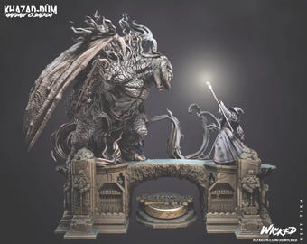 Gandalf contra el Balrog en Moria - DnD - Juego de mesa - Diorama - Sin pintar