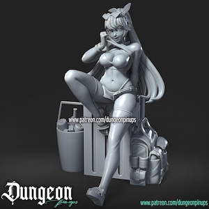 Summer Day fantasy female miniature | Unpainted 3d printed in 12k resin. Collectors and painters figurine by Dungeon Pinups 75mm scale