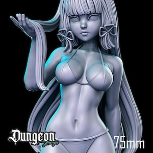 Ayaka Summer pinup fantasy female miniature | Unpainted 3d printed in 12k resin Collectors and painters model by Dungeon Pinups 75mm scale