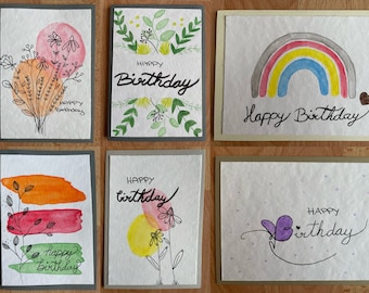 Aquarell Geburtstagskarte, Klappkarte, Geburtstagswünsche, Glückwünsche, Geschenk