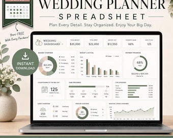 Ultimate Wedding Planner Spreadsheet | Budget, Guest List, Vendor Tracker (Digital Download)