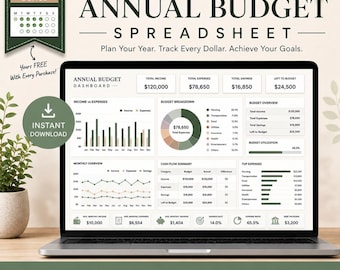 Annual Budget Spreadsheet | Small Business Finance Dashboard | Automated Excel & Google Sheets Tracker