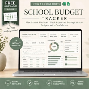 Kalkulationstabelle für Schulbudgets | Excel, Google Sheets | Haushaltsführung (Digitaler Download)