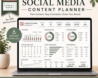 Social Media Content Planner Spreadsheet | Excel, Google Sheets Calendar Template