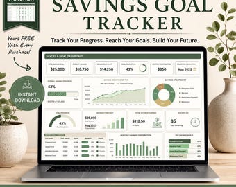Savings Goal Tracker Spreadsheet | Financial Planner (Excel, Google Sheets)