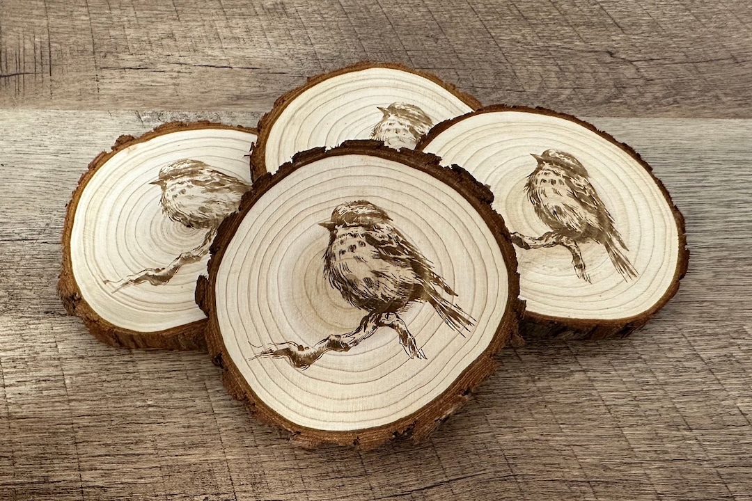Red - Birds Handpainted Pine Wood Coaster (Set of 4) 02