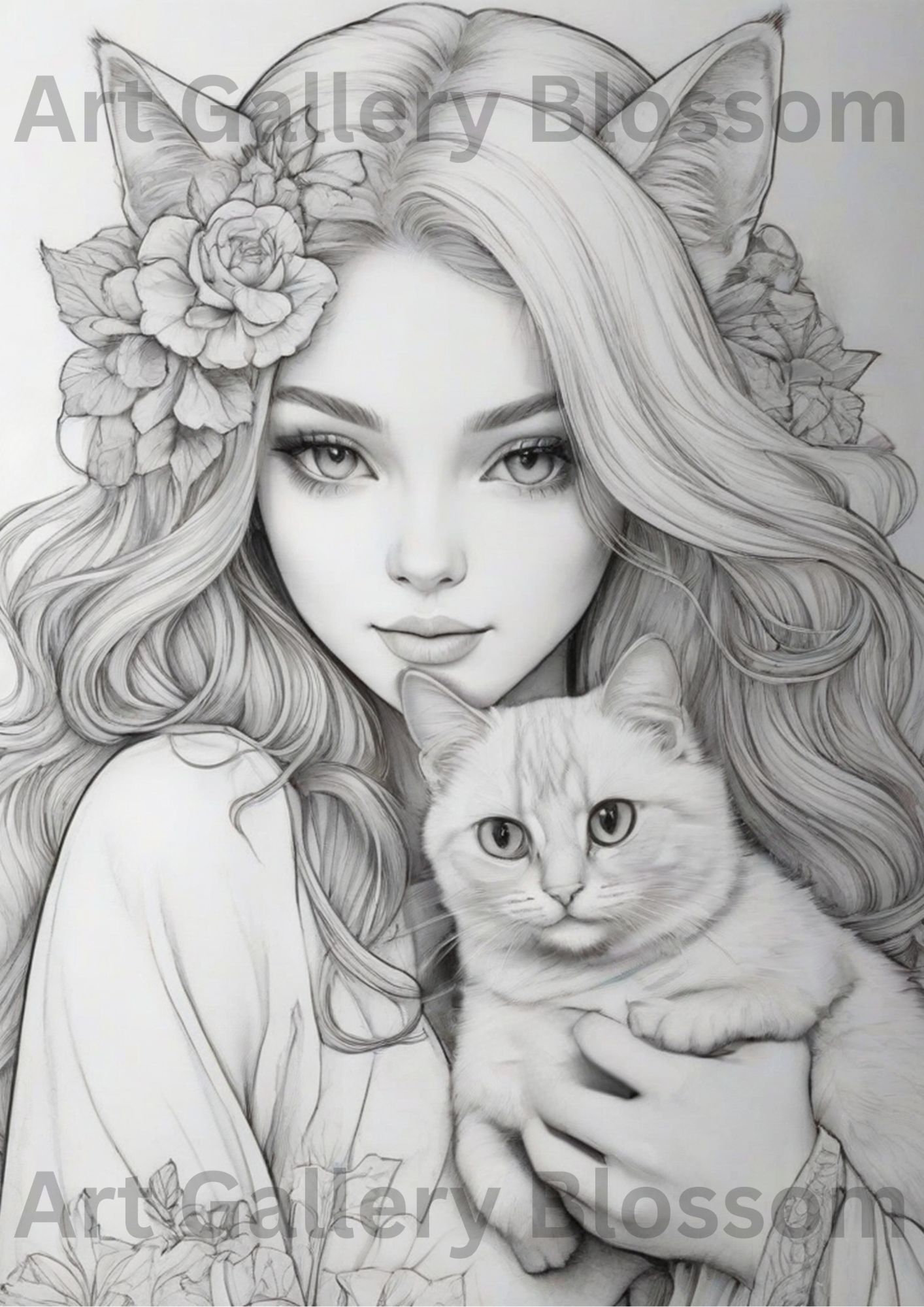 Cat Eyes Women Coloring Page Printable Adult Colouring Pages Book