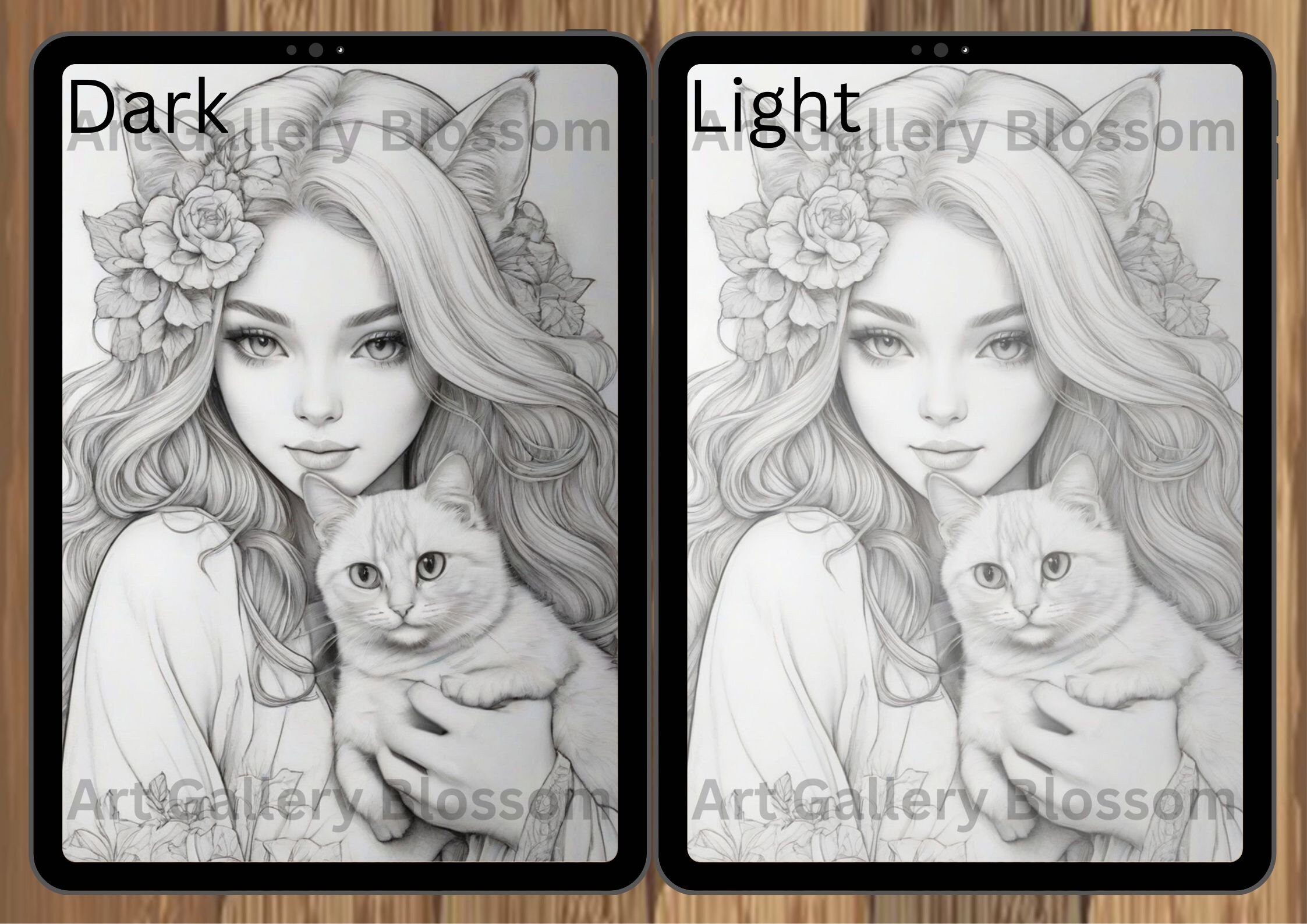 Cat Eyes Women Coloring Page Printable Adult Colouring Pages Book