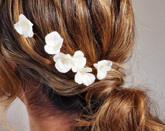 FIRENZE- Set di forcine per capelli con fiori in argilla fatti a mano, parrucchino da sposa, accessorio per capelli da sposa, forcine per capelli leggere fatte a mano, matrimonio romantico Boho