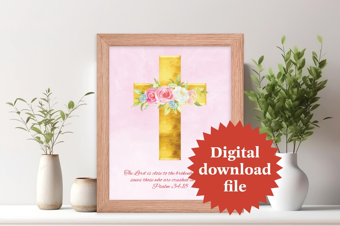 PNG Psalm 34 18 Christian Quote Printable Wall Art Poster Print Bible ...