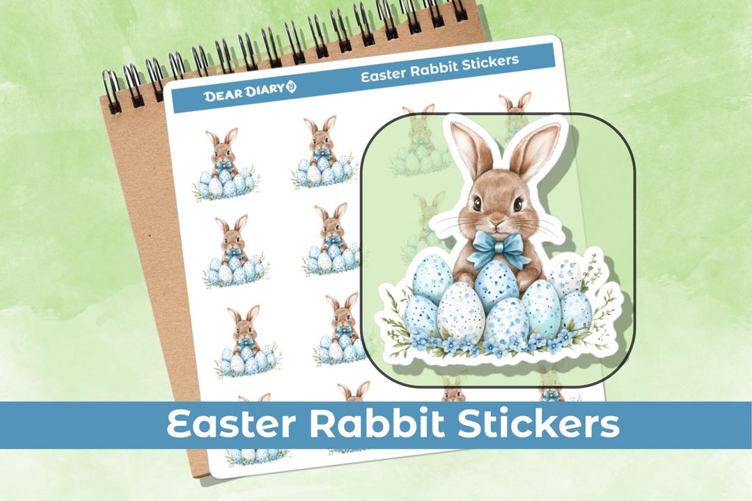 Easter Bunny Planner Stickers Sheet Floral Rabbit Eggs Spring Holidays ...