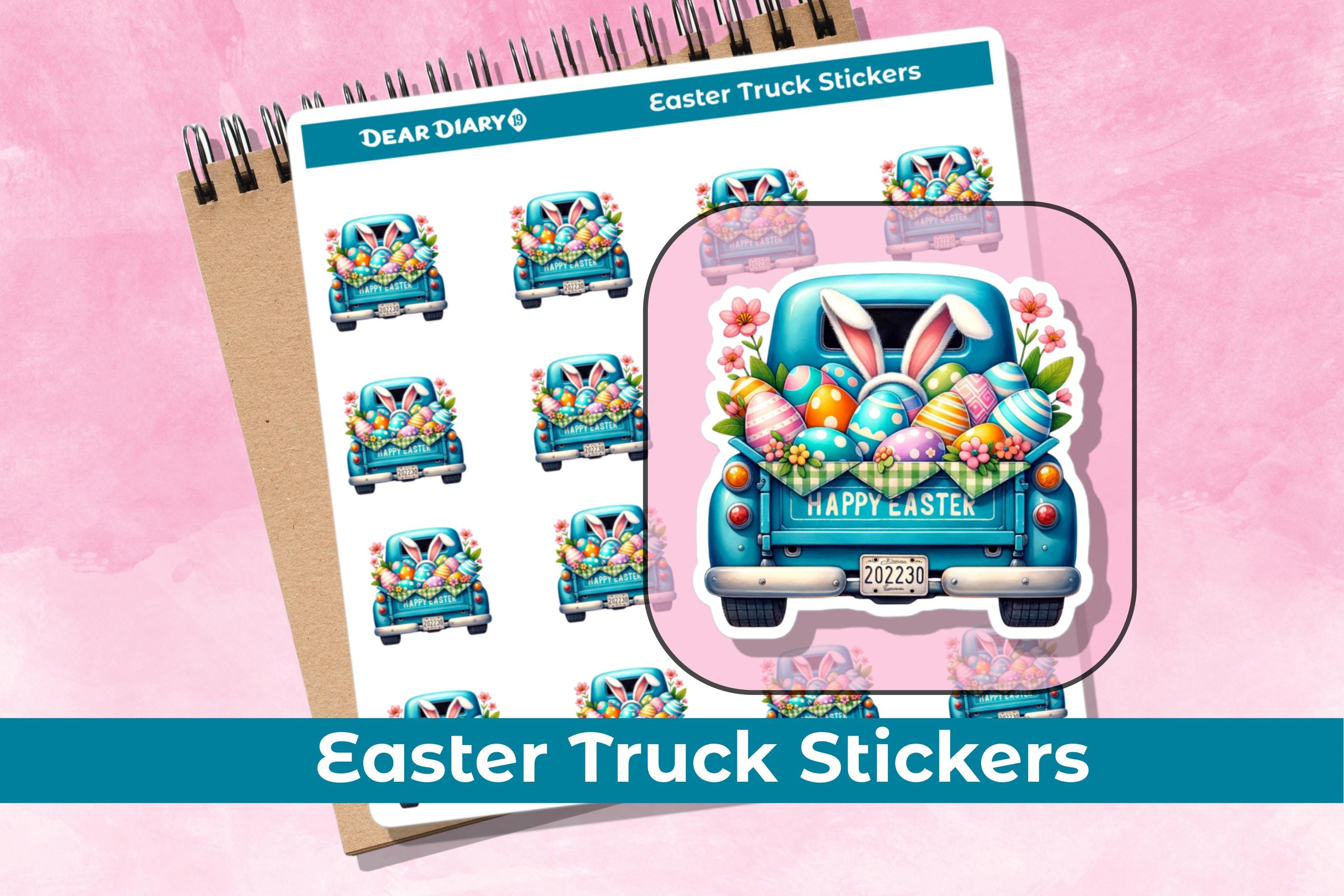 Easter Truck Planner Stickers Sheet Floral Rabbit Eggs Spring Holidays ...