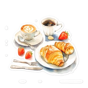 Pegatinas de desayuno, comida sabrosa, estética, cocina, restaurante, menú, calcomanía de vinilo de acuarela, planificador para computadora portátil, diario, botella, vaso, 16/06 WATB08