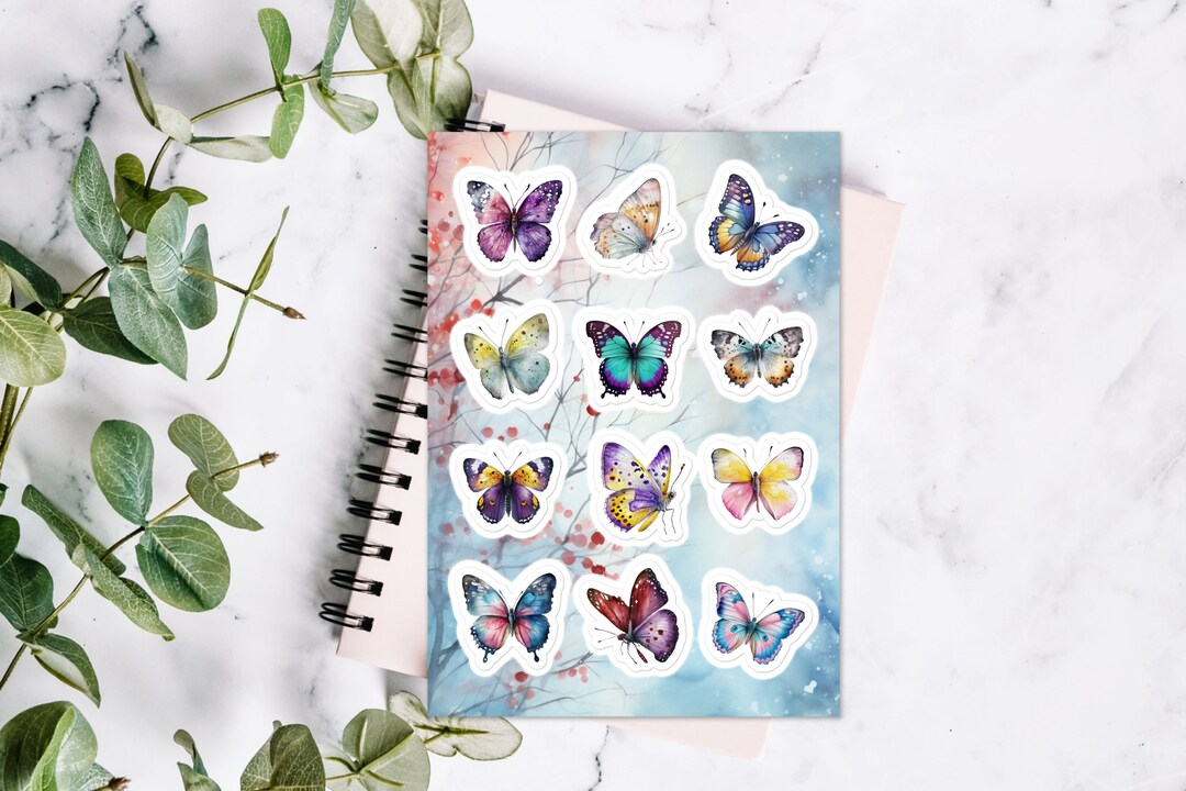 Butterfly Stickers Sheet Floral Spring Summer Nature Greenery Aesthetic ...