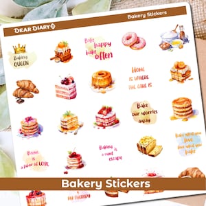 Bakery journal stickers sheet Food meal cakes Journaling planner bujo diary vinyl decals bullet decoration stationary 13/04 BSPS01