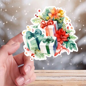 Adesivi per scatole regalo di Natale Decorazioni invernali per le feste Albero verde Abete rosso verde Acquerello vinile Diario portatile decalcomania 22/10 CP1P07