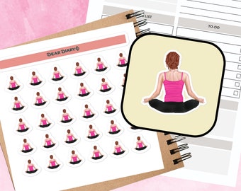 30 Yoga tracker planner stickers sheet Habit pilates relax mental health mindfulness weight loss journal calendar checklist 28/01 SYTSH01