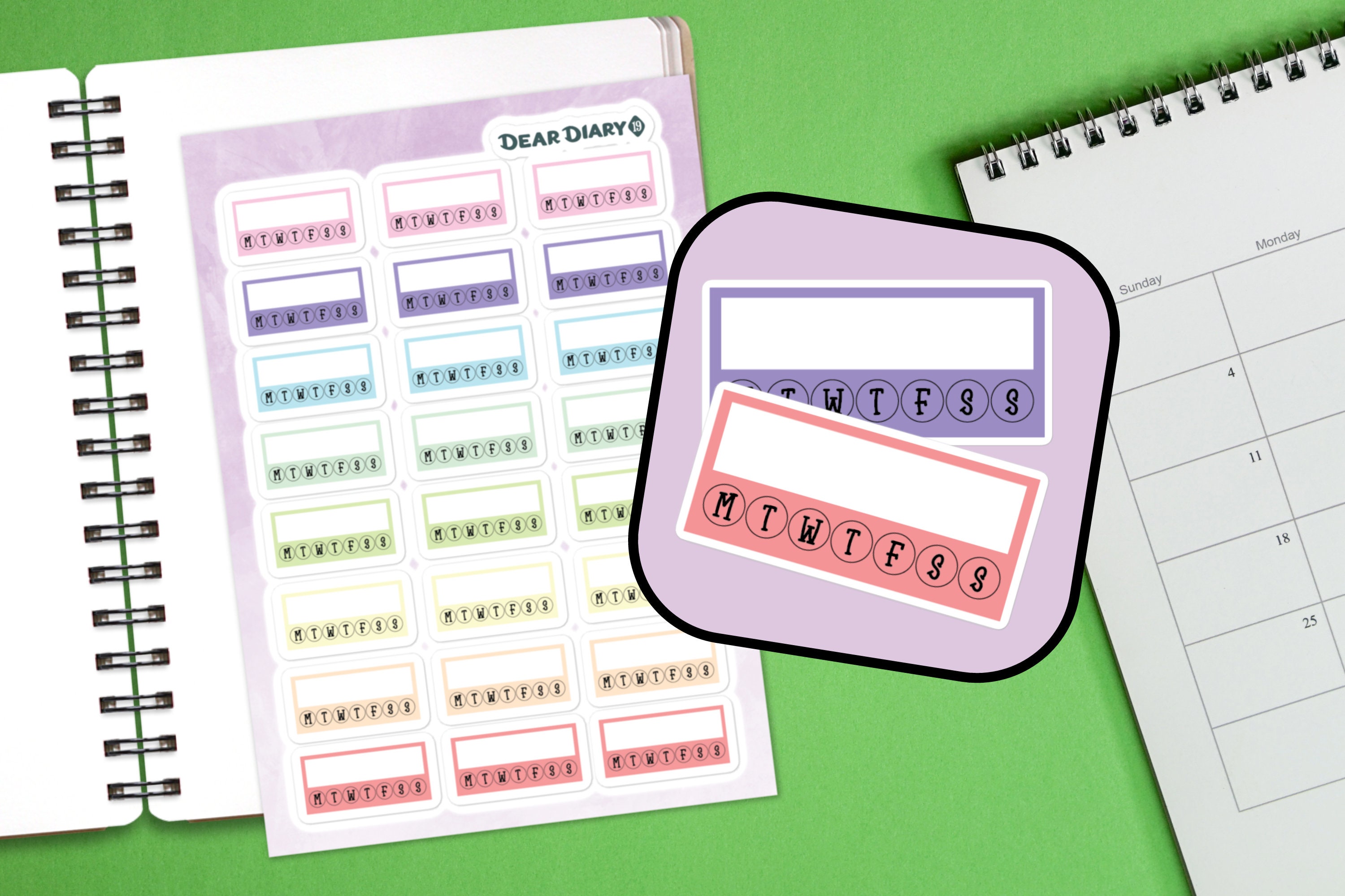 24 Habit Tracker Planner Stickers Sheet Challenge Goal Calendar ...