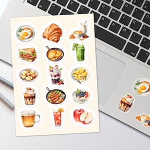 Breakfast stickers egg smoothie pancakes food drink morning coffee watercolor vinyl laptop planner diary decal decor gift 05/11 BSSH01