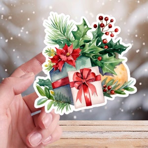 Adesivi per scatole regalo di Natale Decorazioni invernali per le feste Albero verde Abete rosso verde Acquerello vinile Diario portatile decalcomania 22/10 CP1P08