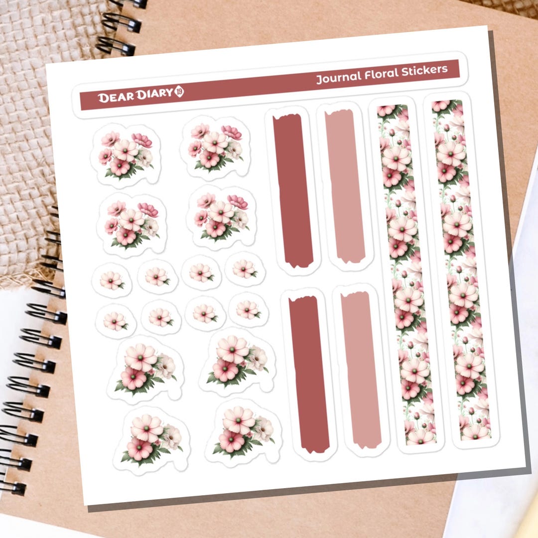 Floral Planner Stickers Sheet Diary Junk Journal Wildflowers Vinyl ...