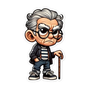 Old Man sticker Grumpy man pop art grandpa grandfather vinyl decal laptop planner journal water bottle tumbler gift decor 22/07 GROM01