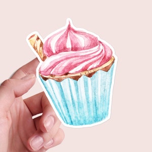Adesivi per cupcake, dessert, dolce, estetica, cucina, ristorante, menu, acquerello, vinile, portatile, planner, diario, decalcomania, diario, decorazione, regalo 21/06 CP1P04