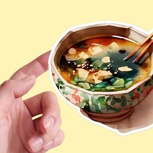 Pegatinas de sopa de miso ramen, comida sabrosa, estética, cocina, restaurante asiático, menú, acuarela, vinilo, portátil, planificador, diario, calcomanía decorativa, 21/06 MS1P08