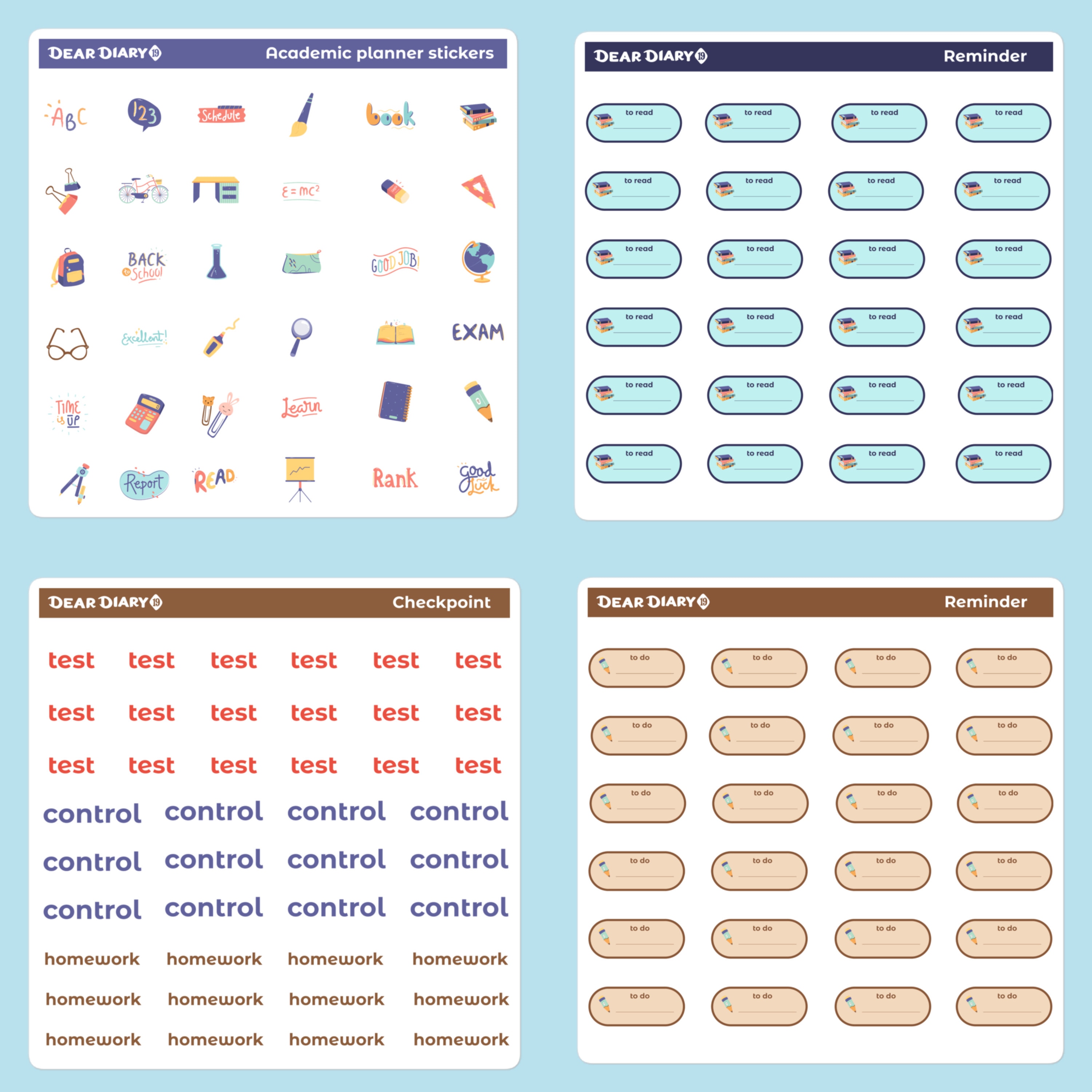 Academic Planner Stickers Sheet Checkpoint Reminder Checklist Tracker ...