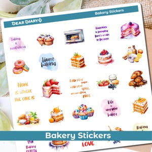 Bakery journal stickers sheet Food meal cakes Journaling planner bujo diary vinyl decals bullet decoration stationary 15/04 BSPS02