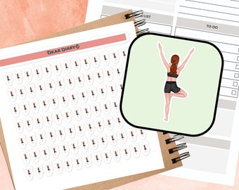 91 Yoga tracker planner stickers sheet Vriksasana Habit pilates relax mental health mindfulness weight loss journal calendar 30/01 SYTSH03