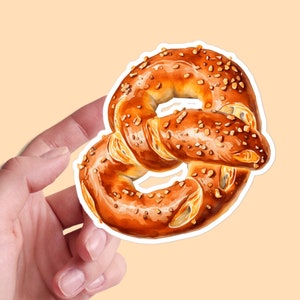 Pegatinas para portátil Desayuno pretzel panadería comida de la mañana cocina sabrosa restaurante menú acuarela vinilo portátil planificador diario calcomanía 05/11 BS1P20