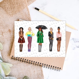 Fashion girl woman casual outfit stickers sheet Style lifestyle lady clothes watercolor vinyl laptop planner journal decal 12/11 FGSH01