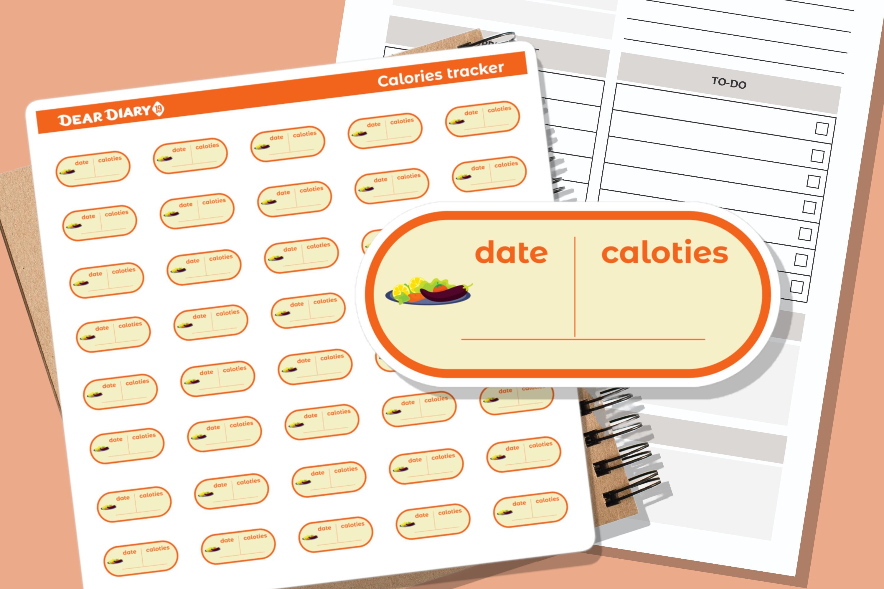 Fitness planner stickers sheet Sport weight loss calories count workout diet food habit tracker goal checklist weekly monthly 09/08 FMSH03
