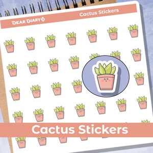 Adesivi per pianificatore di cactus Kawaii pianta grassa verde bella estetica vinile adesivo per pianificatore portatile diario bottiglia d'acqua bicchiere 04/08 KCSP01