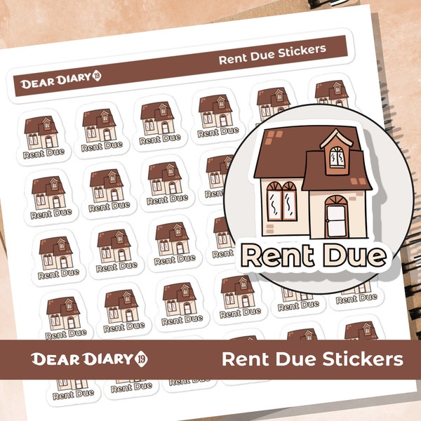 Rent due planner stickers sheet Journals and calendars monthly organize financial budget daily timeline schedule vinyl decals 21/04 RDSH01