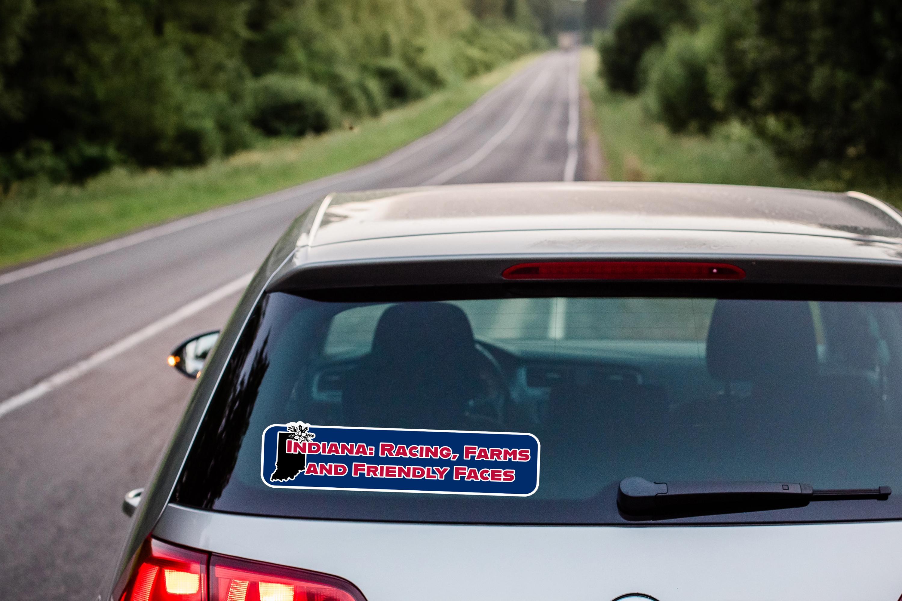 USA State Car Decal - Indiana Shape Vinyl Sticker, 4" X 4" Approx., Outdoor Removable Vinyl For Car Window