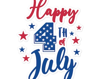 4 July sticker Independence day decor Stars and stripes America vinyl decal Patriotic laptop planner journal tumbler water 28/05 4M1P23