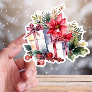 Adesivi per scatole regalo di Natale Decorazioni invernali per le feste Albero verde Abete rosso verde Acquerello vinile Diario portatile decalcomania 22/10 CP1P09