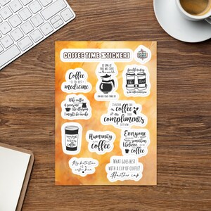 Hoja de pegatinas de café, café con leche, capuchino, comida matutina, bebidas, estética, cocina, restaurante, menú, vinilo, portátil, planificador, diario, calcomanía 08/12 CSSH02
