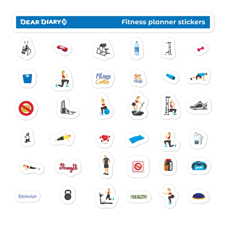 Fitness Planner Stickers Sheet Sport Weight Loss Calories Count Workout ...