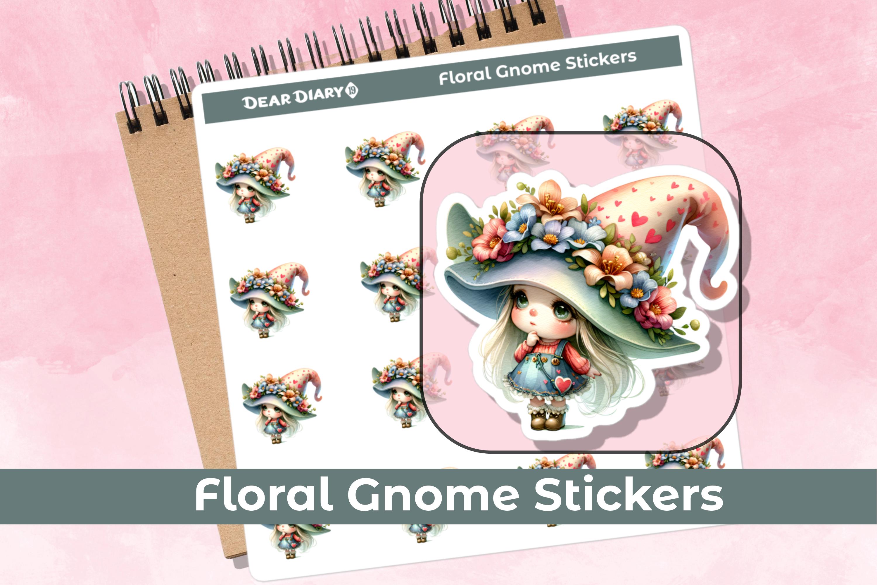 ノームプランナーステッカーシート 春の花柄ファンタジーチェック