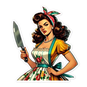 Adesivo de dona de casa Retro pop art café senhora cozinha café menu estética decalque de vinil laptop planejador diário copo presente decoração 22/07 REHO02