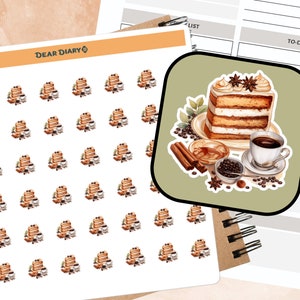 48 Adesivos para planejador de café e bolos Folha aquarela doces sobremesa cardápio diário calendário checklist semanal mensal 14/02 WCCSH01