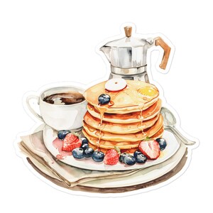 Pegatinas de desayuno, comida sabrosa, estética, cocina, restaurante, menú, vinilo de acuarela, calcomanía para portátil, planificador, diario, botella, vaso, 16/06 WATB03