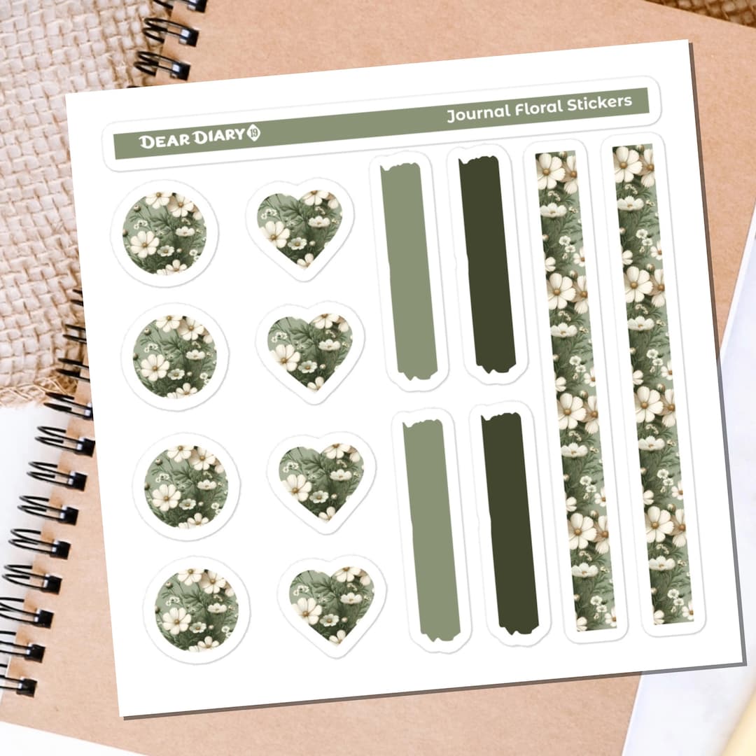 Floral Planner Stickers Sheet Diary Junk Journal Wildflowers Vinyl ...